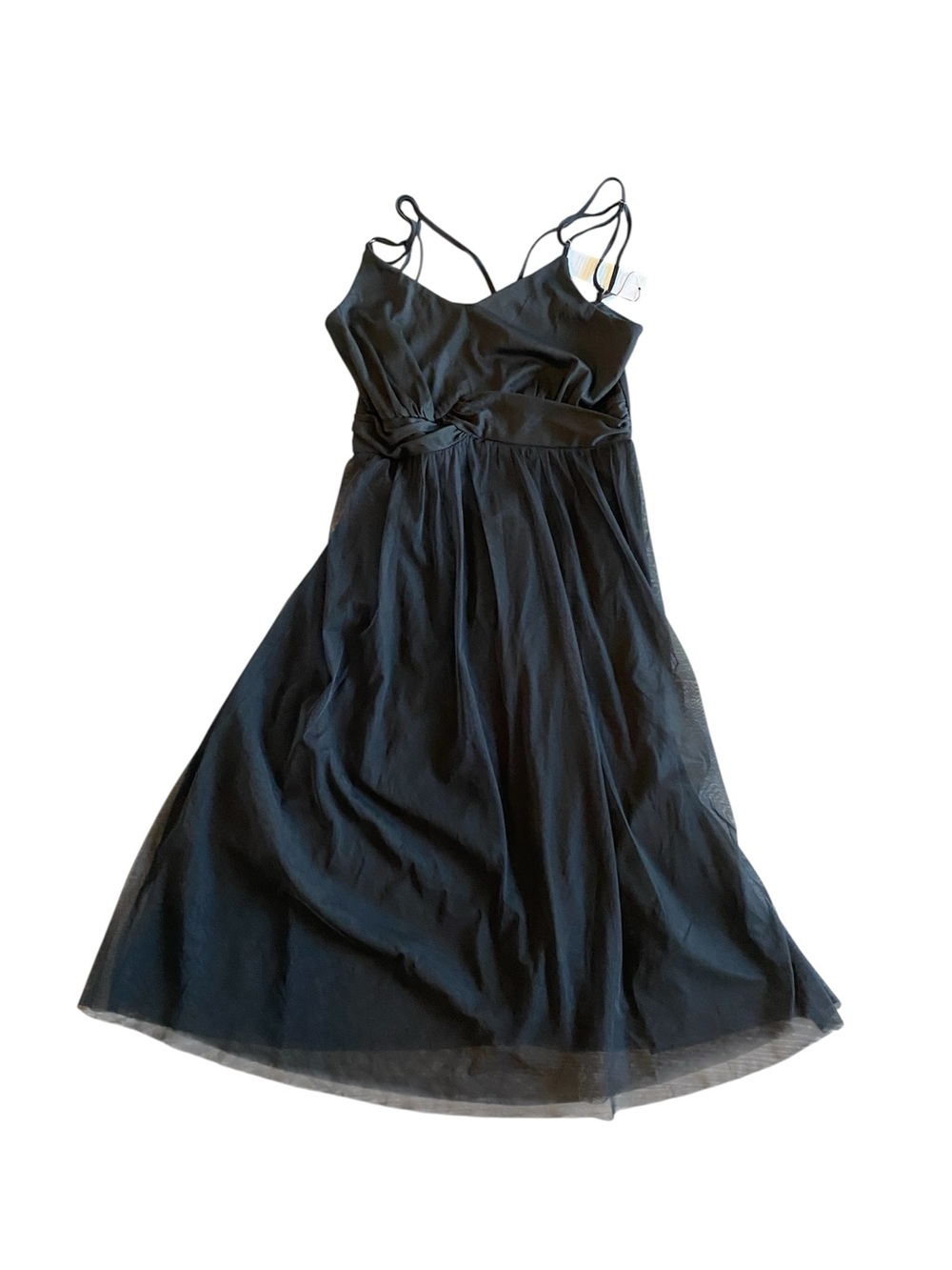 Black Midi Slip Dress with Twist Waist